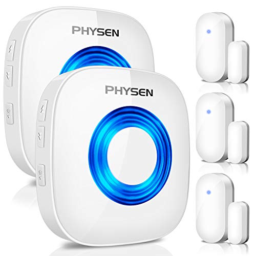 Door Chime, PHYSEN Wireless Door Open Sensor Window Alarm with 600 FT Range 58 Melodies & 5 Volume Levels with Mute Mode, Bright LED Indicator, Door Alert Kit for Business/Home/Office/Stores