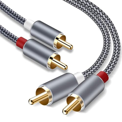 Goalfish RCA Cable, 2 Pack 2-Male to 2-Male RCA Audio Stereo Subwoofer Cable [Hi-Fi Sound,Shielded] Auxiliary Audio Cord for Home Theater, HDTV, Amplifiers, Hi-Fi Systems,Speakers- 6 Feet, Top Series