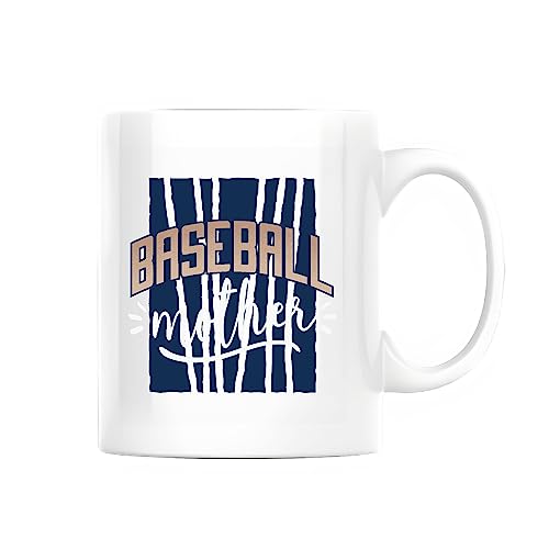 Gift for Sports Fans Mother Lettering on Blue Background Ball Design 11oz 15oz White Coffee Mug