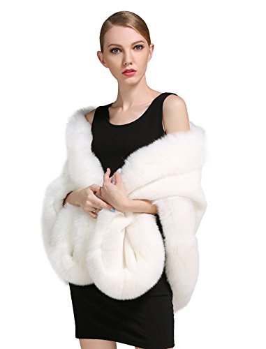 BEAUTELICATE Women's Faux Fur Shawl Wrap Stoles for Bridal Wedding Dresses