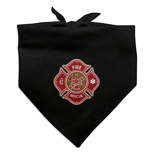 Firefighter Fire Rescue Maltese Cross Dog Pet Bandana - Black