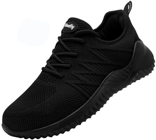 Tinefiy Steel Toe Shoes for Women Lightweight Comfortable Slip Resistant Safety Work Sneakers Cushion Puncture Proof Shoes Indestructible Shoe Size 8