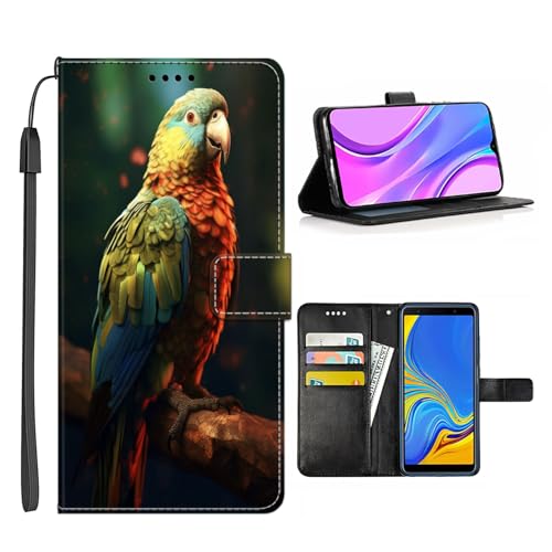 Elgzigok Wallet Phone Case for LG G8X ThinQ with Parrot-aa19 - Stylish and Functional PU Leather-Free Smartphone Case with Card Holder Multicolor