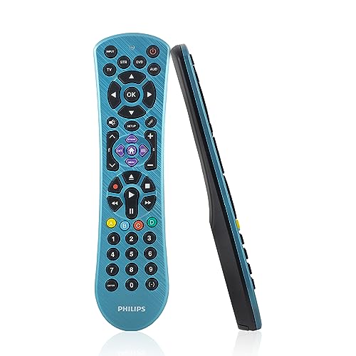 Philips Universal Remote Control Replacement for Samsung, Vizio, LG, Sony, Sharp, Roku, Apple TV, RCA, Panasonic, Smart TVs, Streaming Players, Blu-ray, DVD, Simple Setup, 4 Device, Blue, SRP4229B/27