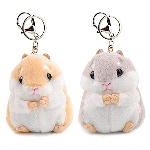 RAYNAG Set of 2 Cute Hamster Plush Keychain Stuffed Animals Keyring Charm Handbag Pendant