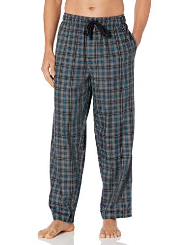 Van Heusen Men's Poly-Rayon Yarn-Dye Woven Sleep Pajama Pant, Black/Blue Plaid, Small
