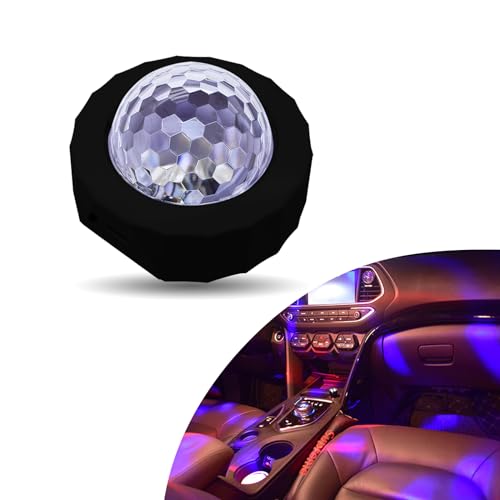 Sinytuto Pack-1 Car LED DJ Strobe Lights, 2.79In x 1.85In Waterproof PVC Home Lighting Decorations, Universal Sound Activated Automotive Party Lights Accessories for Wedding Show Bar Club (Black)