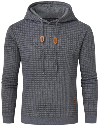 YuKaiChen Mens Hoodies Casual Midweight Long Sleeve Sweatshirt Dark Grey Medium