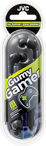 JVC Gumy Gamer, in Ear Earbud Headphones with Mic, Remote, and Mute Switch for Gaming and Chatting, Powerful Sound, Comfortable and Secure Fit, Silicone Ear Pieces S/M/L - HAFX7GB (Black), Medium