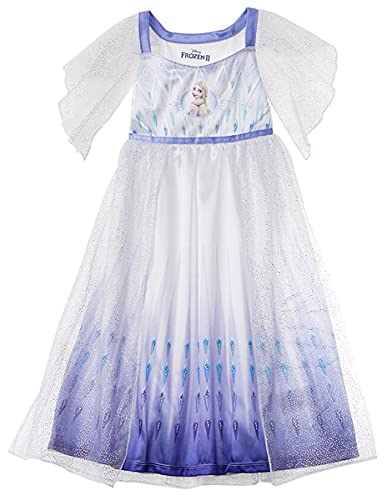 Disney Girls' Frozen Fantasy Nightgown Princess Elsa Dress Pajama, White - Elsa Epilogue, Size 8