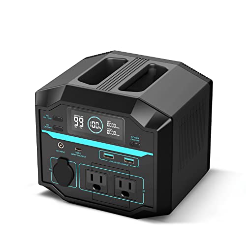 Renogy Portable Power Station Camping, 222Wh Backup Lithium Battery of Fast Recharging, w/Two 120V/200W Pure Sine Wave AC Outlets, Solar Generator for Outdoor Camping Travel, Compatible with PV Input