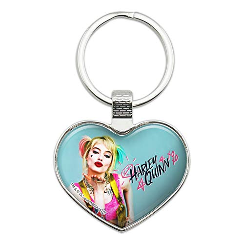 GRAPHICS & MORE Birds of Prey Harley Quinn Blowing Kisses Keychain Heart Love Metal Key Chain Ring