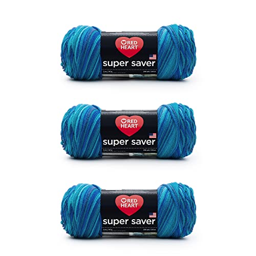 Red Heart Super Saver Yarn, 3 Pack, Macaw 3 Count