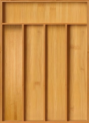 Utopia Kitchen Bamboo Drawer Organizer for Kitchen Utensils, Large Cutlery, and Silverware, Flatware Holder Tray, Natural, 5 Compartments