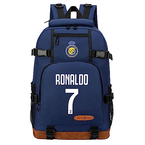 Teen Al Nassr FC Bookbag-Student Lightweight Travel Bag-Cristiano Ronaldo Waterproof Daypack for Youth