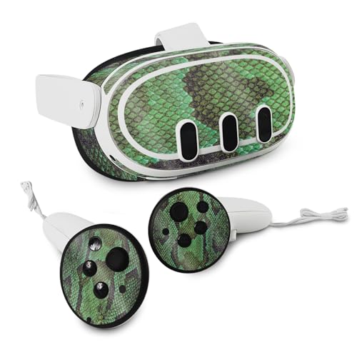 MightySkins Glossy Glitter Skin Compatible with Meta Quest 3 - Green Serpent | Protective, Durable High-Gloss Glitter Finish | Easy to Apply