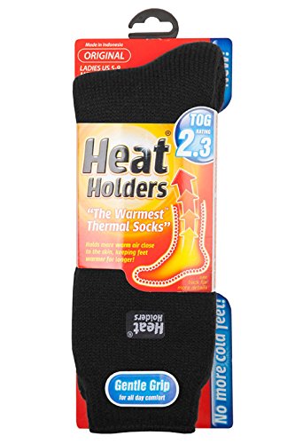 HEAT HOLDERS - 3 pack womens thick thermal socks 5-9 US (Black)