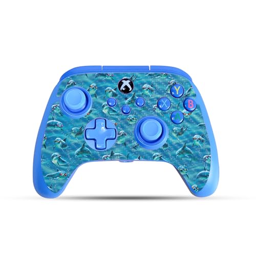 Carbon Fiber Gaming Skin Compatible with PowerA Xbox Series X|S Enhanced Wired Controller - Dolphin Gang - Premium 3M Vinyl Protective Wrap Decal Cover | Crafted in The USA by MightySkins
