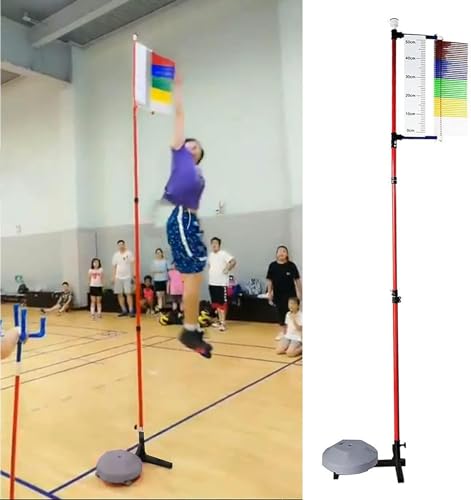 BTURYT Adjustable Height Vertical Jump Tester, School Gym Vertical Jump Trainer Training Equipment, Metal Jump Measurement Tool with Colorful Vane