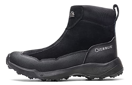 Icebug Womens Metro2 BUGrip Winter Walking Boot with Carbide Studded Traction Sole, Black, 8.5