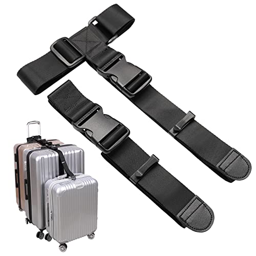Luggage Connector Straps,Add a Bag Suitcase Strap Belt, Clip Link,Multi Adjustable 1.5' W Travel Attachment Accessories for Carry on Bag Stacker -2Pack(Extended Size)