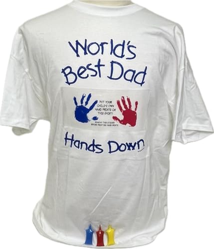 HandiPrints World’s Best Dad T-Shirt, XX-Large, White