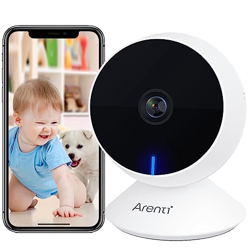 ARENTI Indoor Security Camera, 1080P Dog Cam Pet Camera for Home Security, 2.4G WiFi Wired Camera for Baby/Elder/Pet, Motion Detection, Night Vision, 2-Way Talk, Works with Alexa & Google Assistant