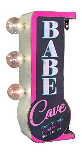Babe Cave Vintage Inspired Double-Sided Marquee LED Sign Retro Wall Decor for the Home, Game Room, Bar, Man Cave, She Shed, or Bedroom (12' x 5.25')