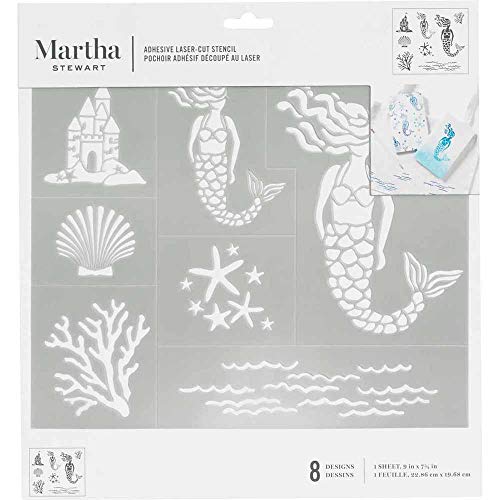 Martha Stewart Crafts Laser-Cut Adhesive Stencil, 9' x 7.75', 1 Sheet, Mermaid
