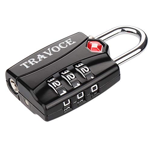 TSA Approved Luggage Locks, Travel Locks Which Also Work Great as Gym Locks, Toolbox Lock, Backpack and More, Black 1 Pack