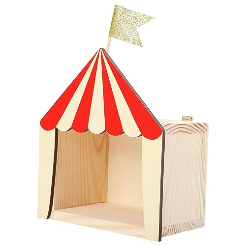 Garneck Circus Chalet Floating Wall Shelves Triangle Wall Trinket Display Stand Tabletop Cosmetics Organizer Plant Wall Shelves Plants Decor Wooden Circus House Model Children's Room Shelf