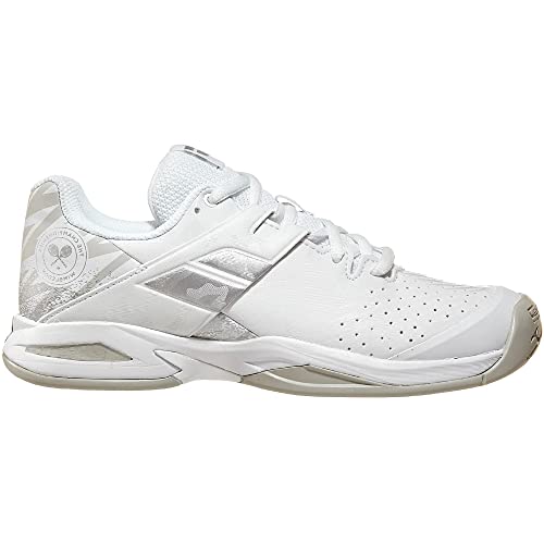 Babolat Junior Propulse Wimbledon All Court Tennis Shoes, White/Silver (Kids' US Size 4)