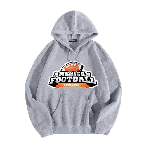 Game Day,Hoodies For Womens Fall Fashion 2023 Crewneck Pullover Football Causal 2023 Trendy Hooded Oversize Sweatshirt D-grey