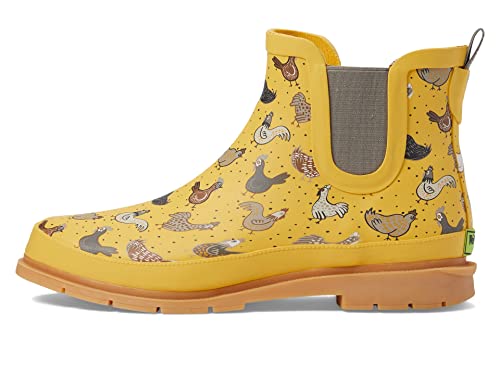 Western Chief Chelsea Waterproof Rain Boots For Women Offers Rubber Upper, Textile Lining, And Synthetic Outsole Hen Frenzy 8 M