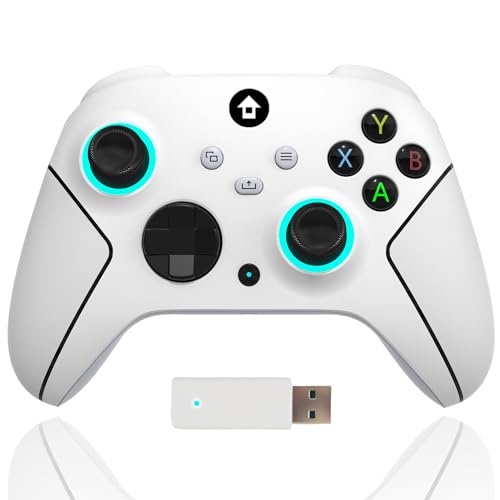 YUYIU【Upgraded Wireless Controller with RGB Light for Xbox Controller, Xbox One Series X|S,Consoles,Steam PC Windows 10 and above, Dual Vibration Turbo Function, with 3.5mm Audio Jack,2.4GHZ Adapter