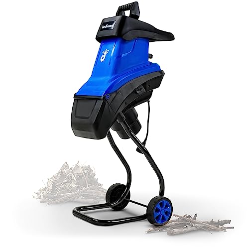Landworks Wood Chipper Shredder Electric Light Duty 17:1 Reduction 15-Amp 1800 Watts 120VAC Dual Edge Blades for Lawn and Garden Use or Fire Prevention Building a Firebreak