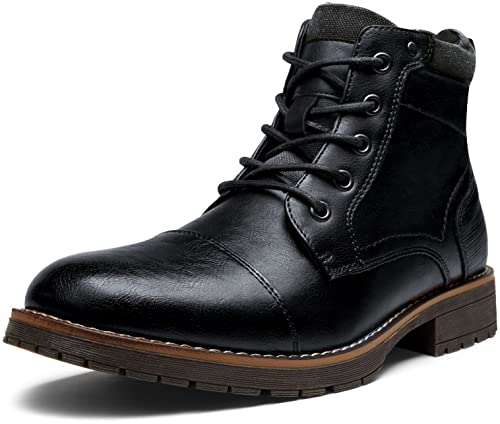 Vostey Men's Motorcycle Boots Combat Casual Dress Boot for Men Size 10.5 (BMY8079 Black 10.5)