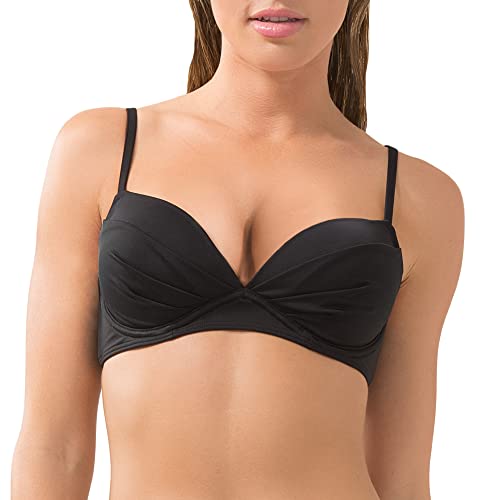 Smart & Sexy Women's Standard Swim Secret Convertible Push-up Bikini Top, Black Hue, 34C
