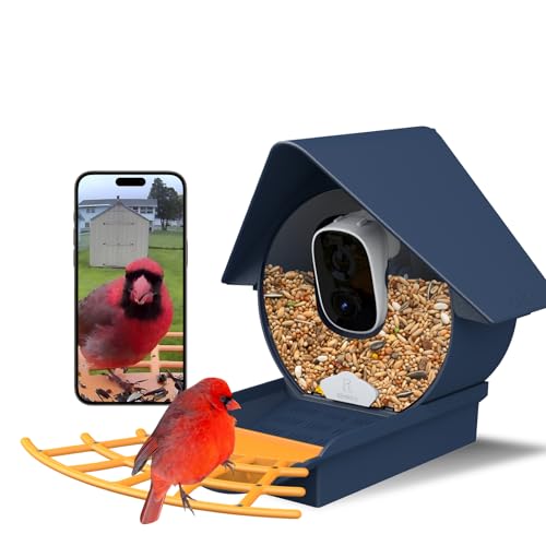 Birdkiss Smart Solar Feeder Camera: AI Identify WiFi Camera with Auto Bird Video Capture & Instant Notifications, Ideal Bird Lover Gift
