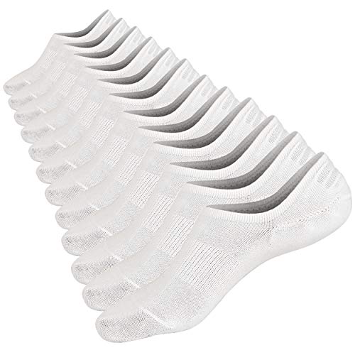 Mottee&Zconia No Show Low Cut Socks for Mens/Womens Casual Sports No See invisible Non-Slide White Socks 6 Pack Size8-11