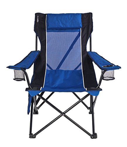 Kijaro Sling Folding Camping Chair - Enjoy the Outdoors in this Outdoor Chair with a Built-in Cup Holders and Side Organizer - Includes a Detachable Pillow - Maldives Blue
