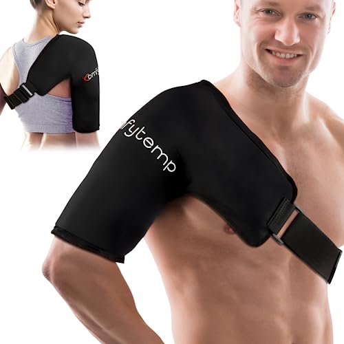 Comfytemp Shoulder Ice Pack Wrap for Pain Relief, Form-Fitting Gel Ice Pack Shoulder Rotator Cuff Cold Therapy, Reusable Ice Packs for Injuries, After Surgery Gifts, Sleeve Fits Arm from 11.5'-17.5'