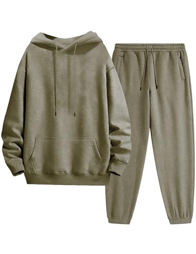UANEO Men Sweatsuits Sets Tracksuit Joggers Sweatpants Hoodie 2 Piece Outfits for Men (MilitaryGreen-L)