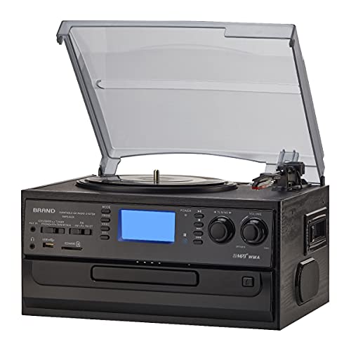 ORCC 10-in-1 Bluetooth Turntable Record Player with Built-in Speaker, Vinyl Turntable CD Cassette and FM/AM Radio Combo, AUX in RCA Out USB MP3 Recording Headphone Jack Compact Turntable