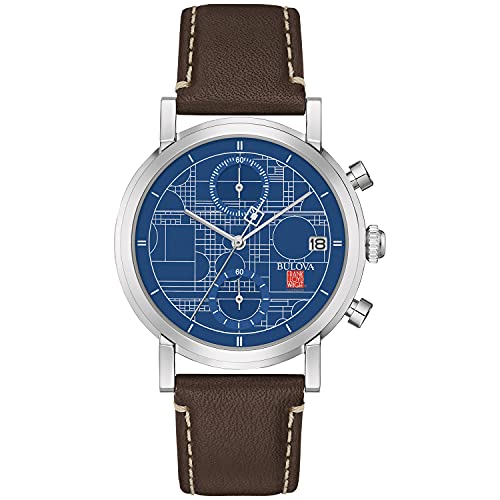 Bulova Frank Lloyd Wright Coonley House 6-Hand Chronograph Quartz Watch, Brown Leather Strap Style: 96B367
