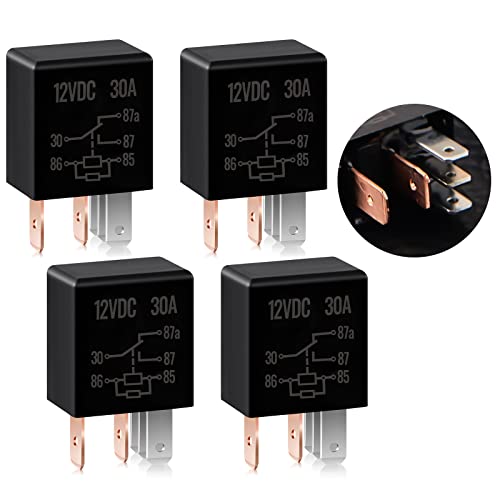 Heavy Duty Starter Relay, Multi Purpose for Car Motor Automotive Replacement Accessories, Black , 5 Pin, 30A (8 Pieces)