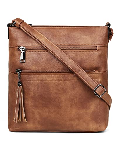 MASINTOR Crossbody Purses for Women, Multi Pocket Casual Crossbody Bag, Adjustable Strap Shoulder Bag with Tassel