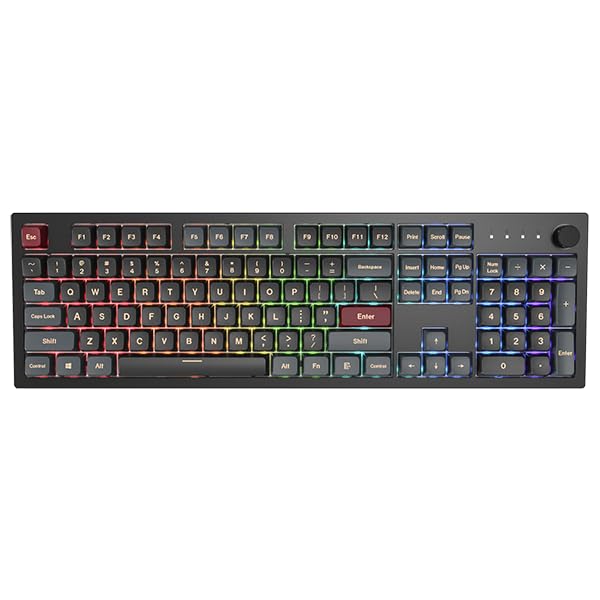 Montech MKey Mechanical Gaming Keyboard: Customizable RGB LED, Premium MDA Profile PBT Keycap, Hot-Swappable, Gateron G Red Pro 2.0 Pre-lubed Switches, Osaka Castle Theme, Darkness(MK105DR)