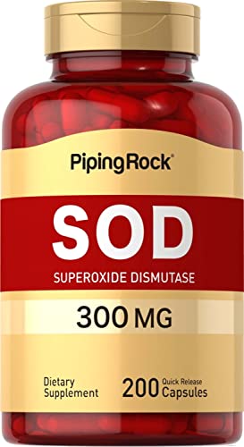 Piping Rock Superoxide Dismutase | SOD | 300 mg | 200 Capsules | Non-GMO, Gluten Free Supplement