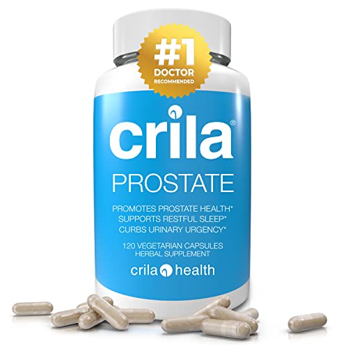 CRILA Prostate Supplements for Men - 120 Ct. I Natural Prostate Health Formula for Fewer Bathroom Trips* & Improved Sleep*, Patented Prostate Support with NO Saw Palmetto Extract & NO Side Effects*